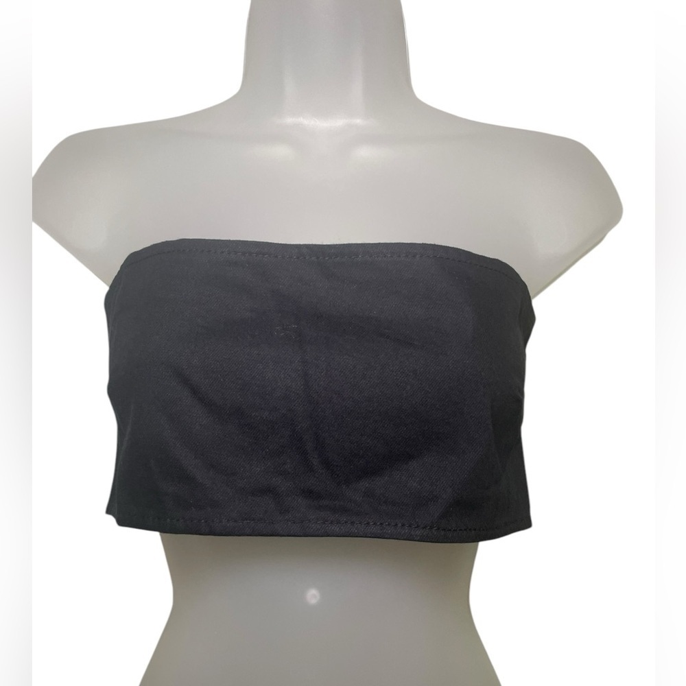 Weworewhat New NWT Black Cotton Blend Bandeau Top Size Large